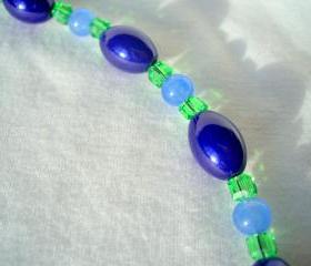 Blue Swarovski Necklace Apple Green Royal Sky Blue Stone