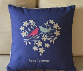 Love Birds Print Decorative Pillow