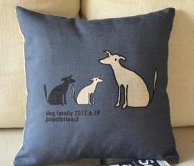 The Dog Family Print Decorative Pillow