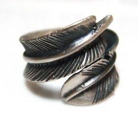 Adjustable Leaf Feather 925 Sterling Silver Ring