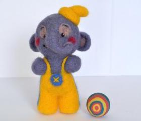 Needle felted elephant, circus, gift, cute, toy