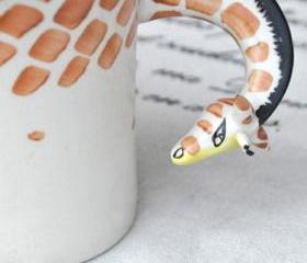 Unique Handpainted Giraffe Ceramic Cup