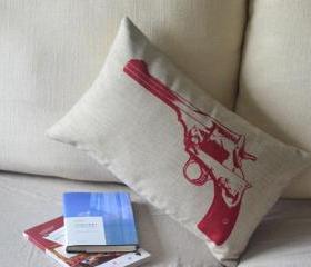 Handgun Print Decorative Pillow