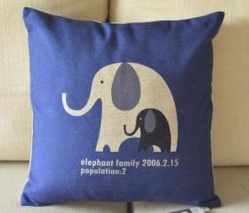 Elephant Family Print Decorative Pillow