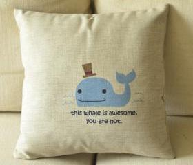 Whale Print Decorative Pillow