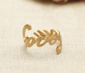 LOVE YOU word ring in gold