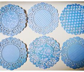 Parisian Lace Doily Blue Berry for Scrap booking or card making / pack 