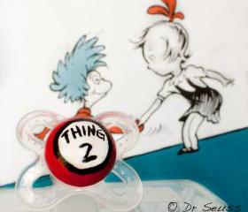 NEW- Thing 2- Hand Painted Custom Pacifier in MAM or Avent