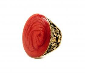 Floral Engraved Enamel Ring
