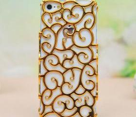 Sparking Rhinestone Flower Hollow Out Case For Iphone 5