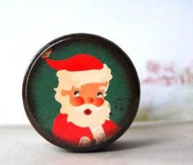 Vintage Santa Wood box - Stocking stuffer