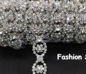 wedding cake decoration bridal applique rhinestone crystal silver trimming 1 yard