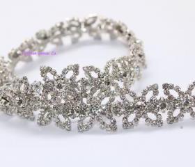 wedding cake decor craft rhinestone crystal silver plating chain trimming 1 yard