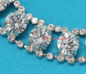 couture clothing bridal headdress applique rhinestone crystal silver chain 1 yard
