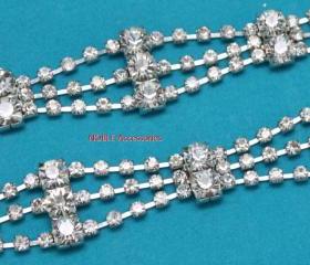 wedding cake decoration diamante rhinestone crystal silver chain trimming 1 yard