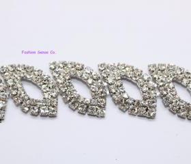wedding cake dcor rhinestone crystal Marquis silver plating chain trimming 1 yard