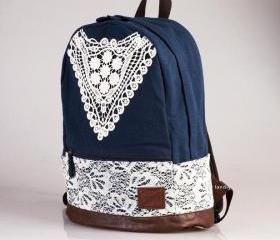 Blue Backpack With Lace