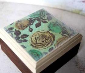 Yellow And Teal Vintage Rose Box
