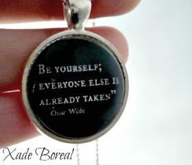 Quote glass pendant necklace