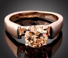 18k GP Rose Gold Citrine Ring Size 7 