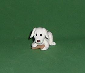 Polymer Clay White dog and bone