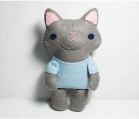Little Gray Cat - doll pattern, felt doll, PDF