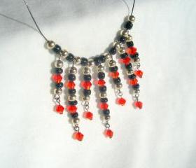 True Blood Necklace Inspired Floating Swarovski Garnet Black Silver White Crystal Dripping Invisible