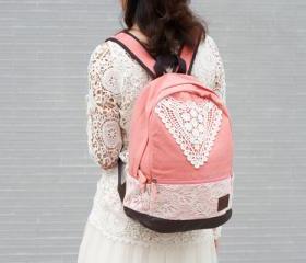 Pink Backpack With Lace