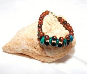 Jasper and Mahogany Obsidian gemstone bracelet