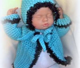 Toasty Warm baby girl sweater and bonnet set 0 to 6 months
