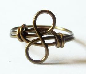 Antique Brass Infinity Ring 