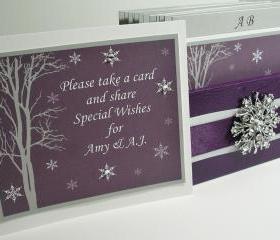 Wedding Guest Book Box - Plum, Grey and White Theme