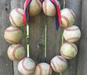  Baseball Love Wreath - two ribbons, no letter