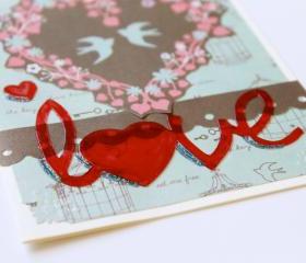Love Birds Handmade Greeting Card (Blank Inside) by The Leaf Studio. FREE shipping.