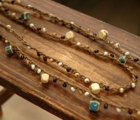 Elegant Oriental Wood Ceramic versatile necklace