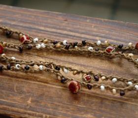 Elegant Oriental Wood Ceramic versatile necklace