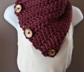 Coconut Button Crochet Cowl