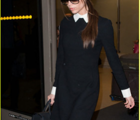 Victoria Beckham Winter style,Long Sleeve Brief Wool Dress VB1255