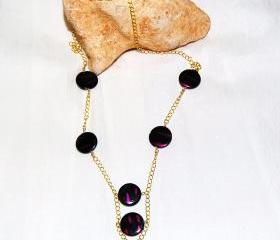 Shell Pearl Chain Link Necklace Handmade Jewelry