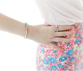 Gemstone Rose Ring And Braclet Set For Women