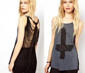 Fringed Tassel Cross Pattern With Love Blouse