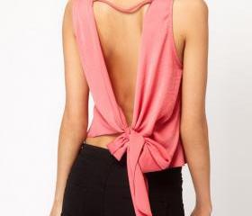 Bow Design Backless Blouse