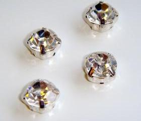ss16 4mm Loose beads sew on CLEAR diamante rhinestone crystal chaton montee SILVER 144pcs