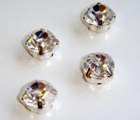 ss20 4.8mm Loose beads sew on CLEAR diamante rhinestone crystal chaton montee SILVER 144pcs