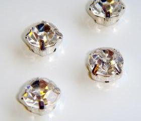 ss28 6mm Loose beads sew on CLEAR diamante rhinestone crystal chaton montee SILVER 144pcs