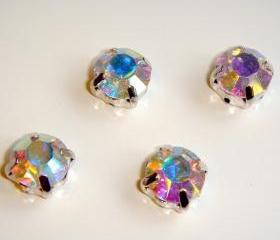 ss28 6mm Loose beads sew on AB diamante rhinestone crystal chaton montee SILVER 144pcs