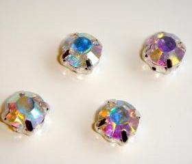 ss38 8mm Loose beads sew on AB diamante rhinestone crystal chaton montee SILVER 144pcs