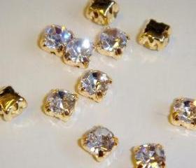 ss16 4mm Loose beads sew on CLEAR diamante rhinestone crystal chaton montee GOLDEN144pcs