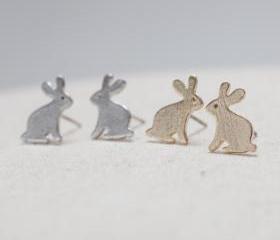 Brushed Bunny Earrings in silver