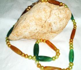 Pearl and Aventurine Necklace handmade Jewelry